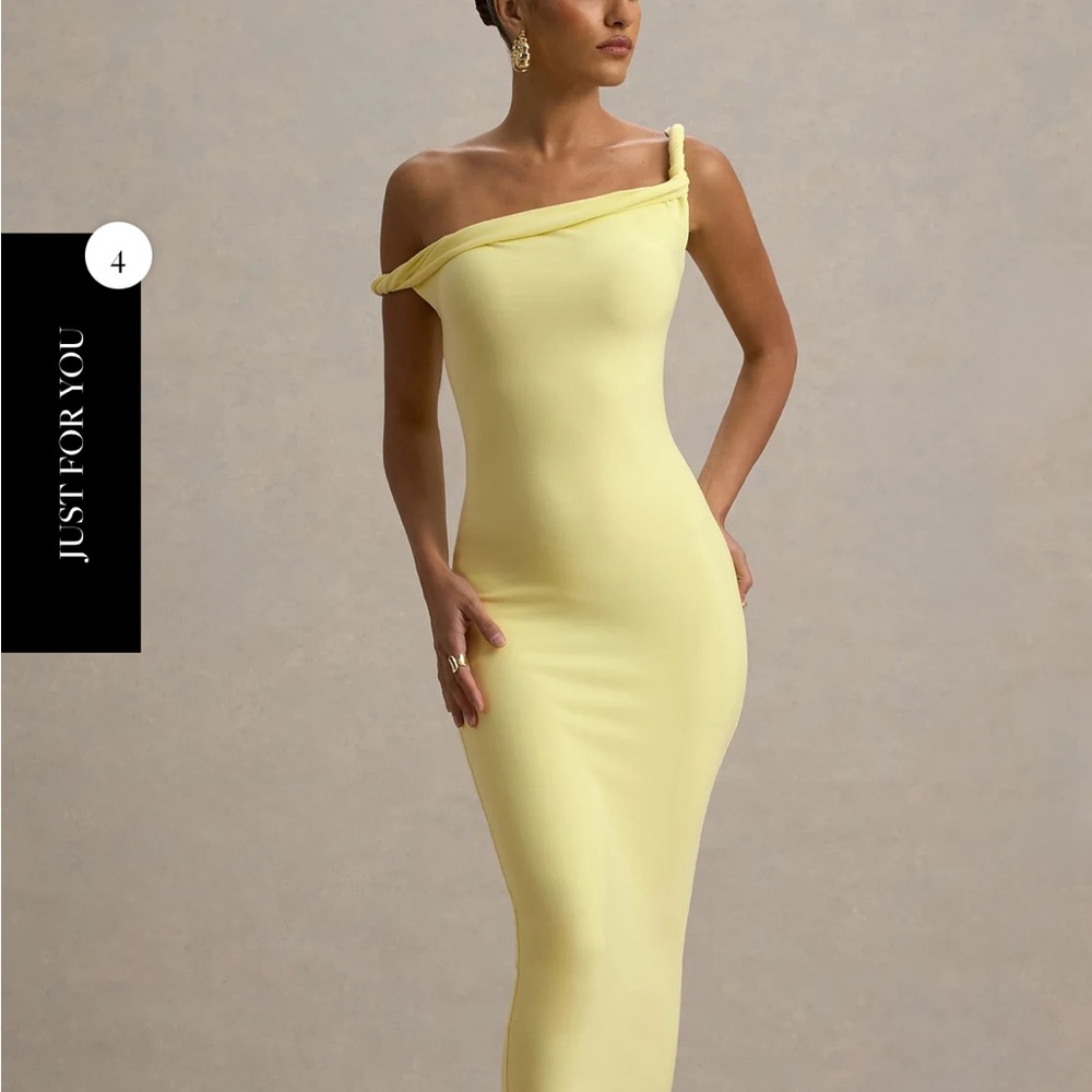Club L London Yellow Off-Shoulder Midi Dress